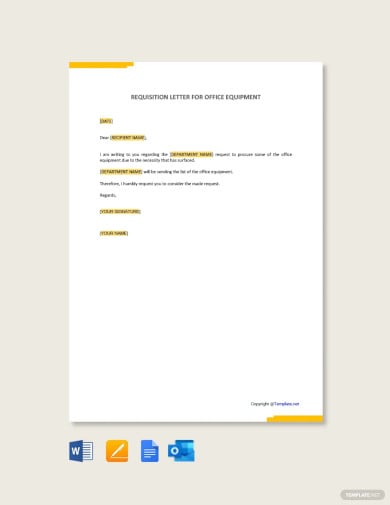 free requisition letter for office equipment template
