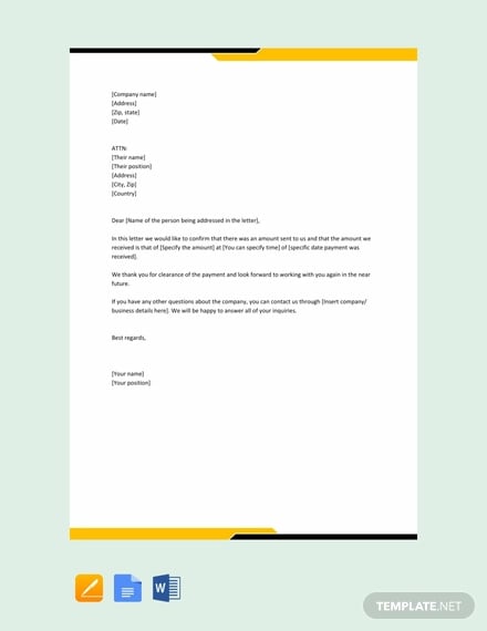 free sample letter for acknowledgement of receipt