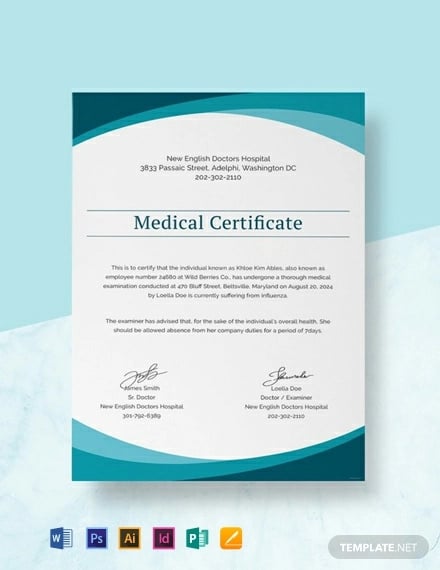 free sample medical certificate from doctor template