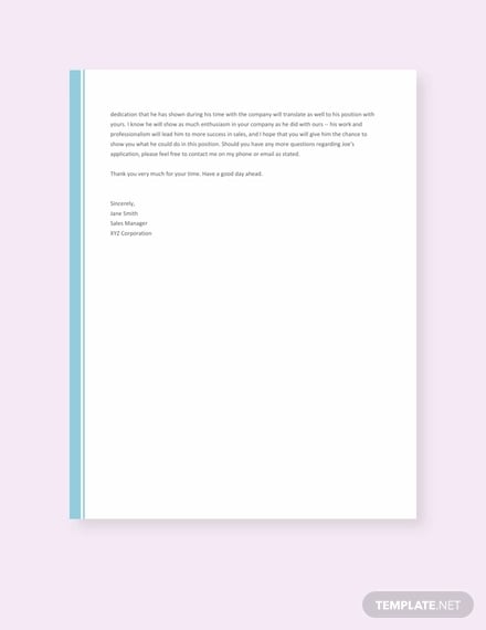 free sample recommendation letter template