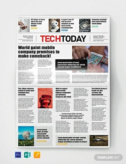 free technology newspaper template