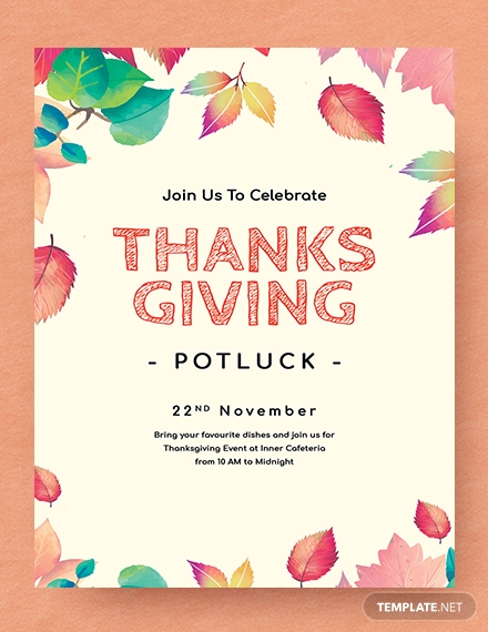 free thanksgiving potluck flyer template 440