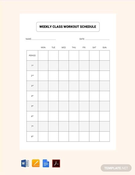 free weekly class workout schedule