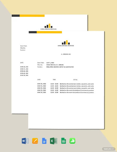 freelance activity log template