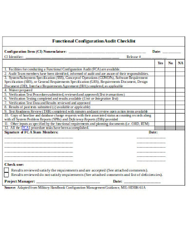 functional configuration it audit checklist template