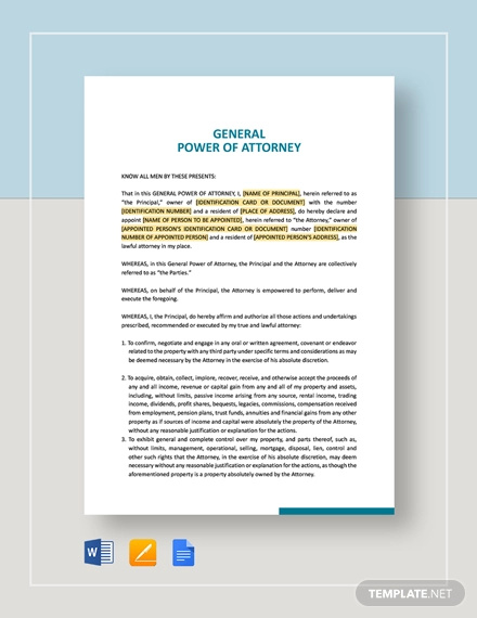 general power of attorney template