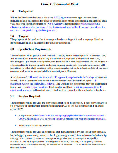 generic agency statement of work template