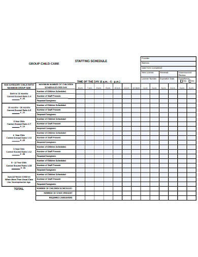 group child care staffing schedule template