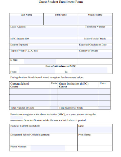14+ Student Enrollment Form Templates PDF | DOC