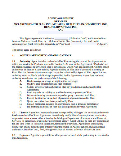 health plan product agency agreement template