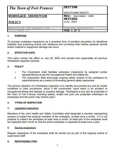 health safety inspection workplace report template