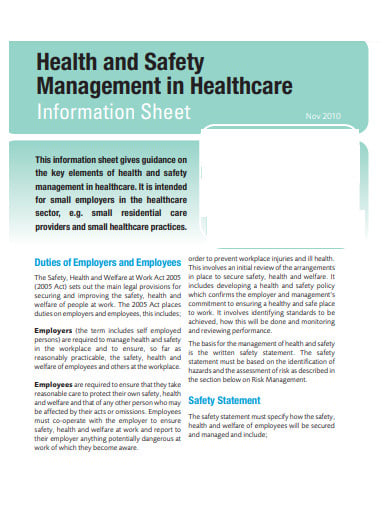 health and safety management statement template