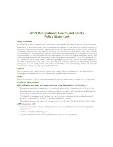 health and safety statement template