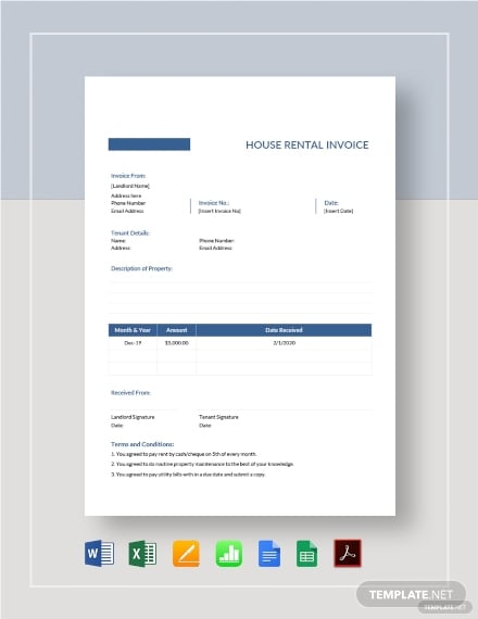house rental invoice template