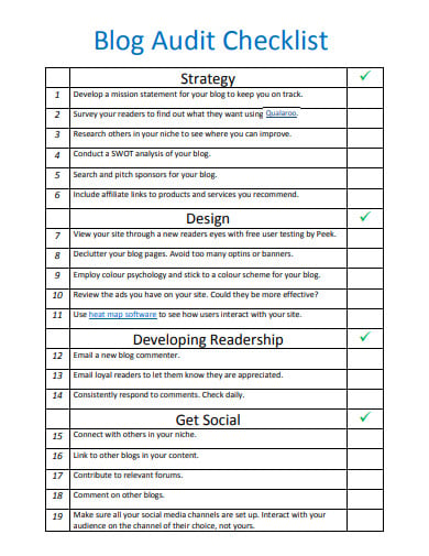 it blog audit checklist template