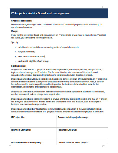 11+ Project Audit Checklist Templates In Pdf 