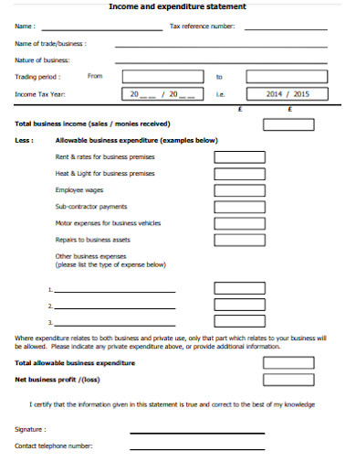 income and expenditure statement example