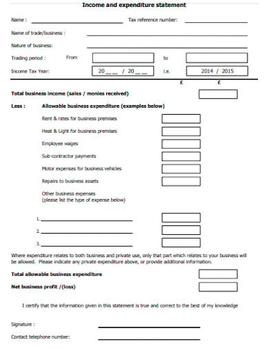 10 Income And Expenditure Statement Templates In Pdf Word 7938