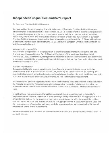 independent unqualified auditor’s report