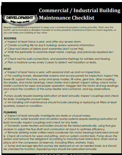 industrial building maintenance checklist