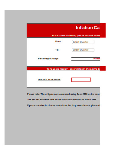 inflation calculator sample template