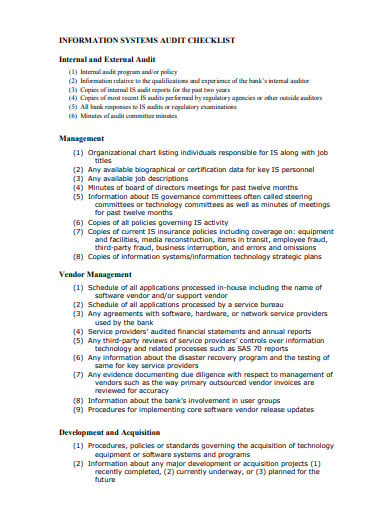 information system it audit checklist template
