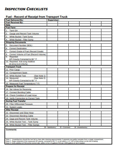 inspection checklist record form template