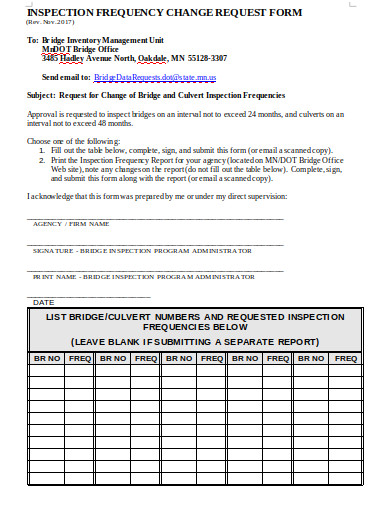 inspection frequency request form