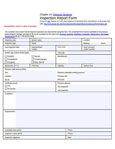 inspection report form template
