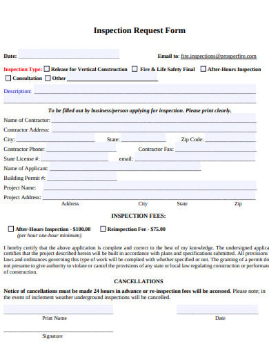 inspection request form
