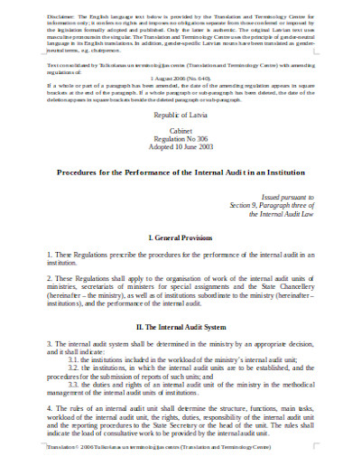 internal audit performance procedure