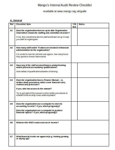 internal audit review checklist
