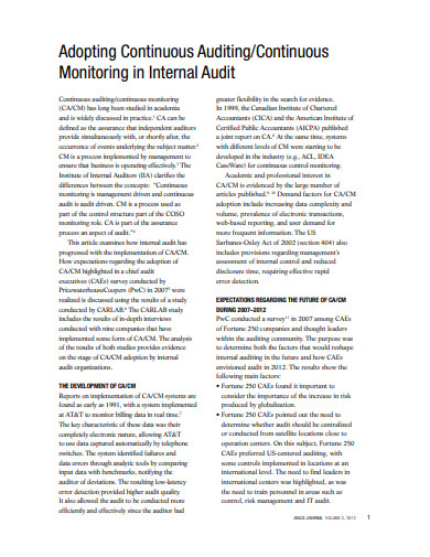 internal continuous audit template