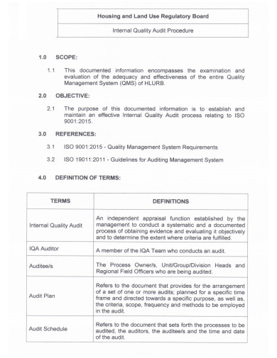 internal quality audit procedure