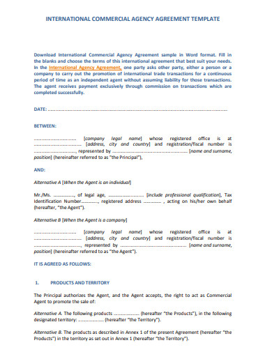 11  Commercial Agency Agreement Templates in PDF DOC