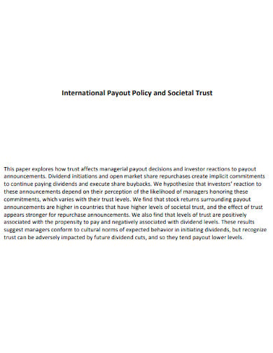 international payout policy and societal trust