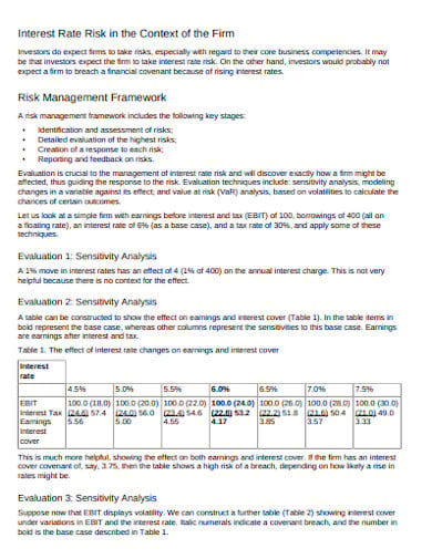 internet rate risk management framework
