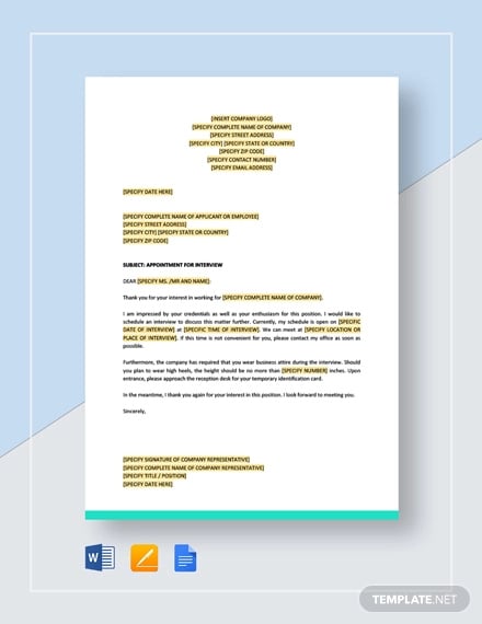 interview appointment letter template1