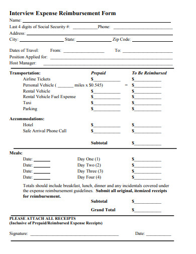 interview expense reimbursement form