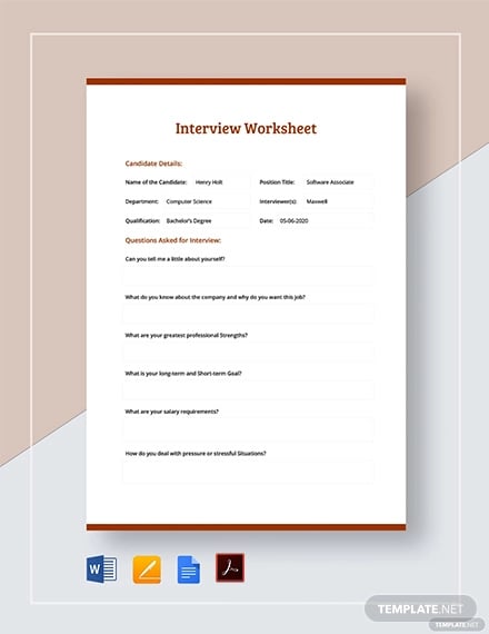 interview worksheet template