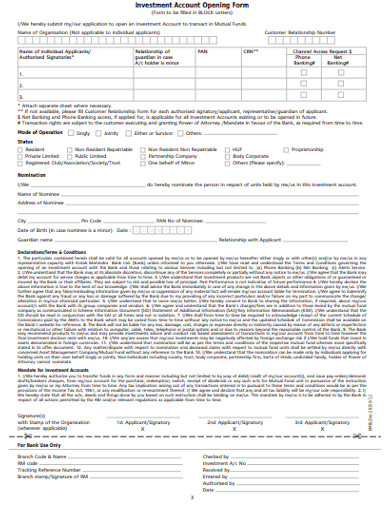 investment account opening form