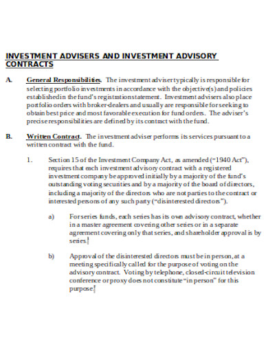 9+ Investment Advisory Contract Templates in PDF | DOC