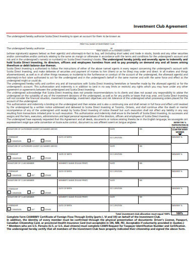 investment club agreement contract template