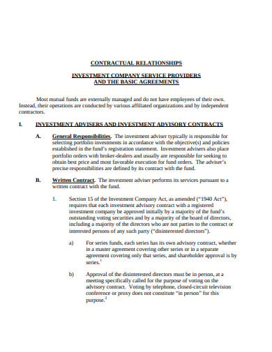 investment company management contract