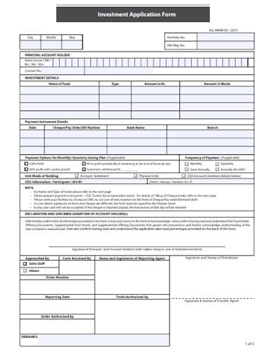 investment form template