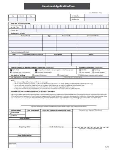 investment form template