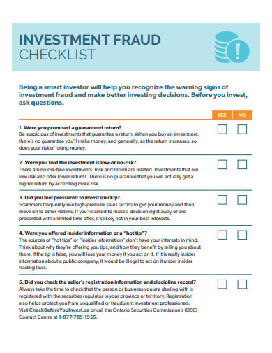 investment fraud checklist