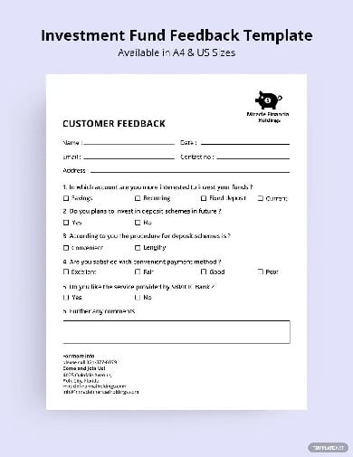 investment fund feedback form template