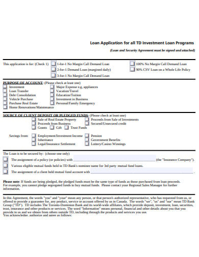 investment-loan-agreement-program-application