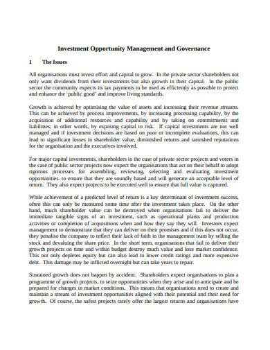 investment opportunity management analysis in pdf